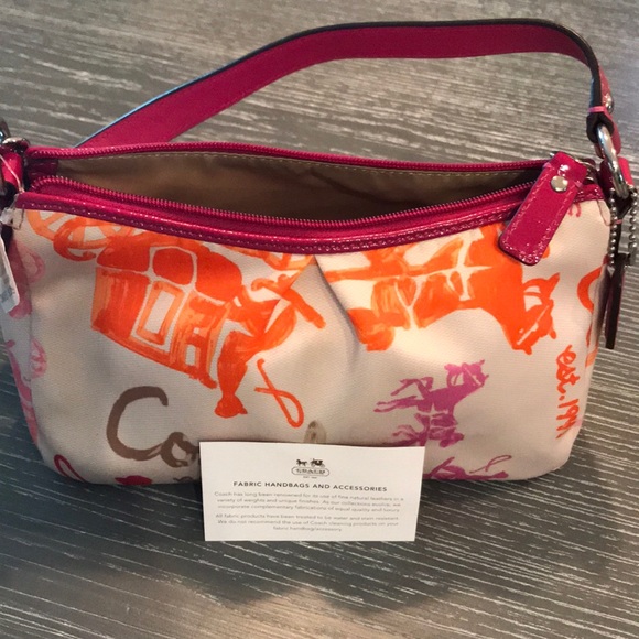 Coach Handbags - NWT Coach Pink Orange Carriage Mini Hobo